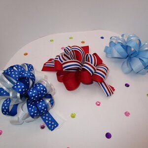 3 PCS Handmade Hair Bows for girls with barrette clips and color ribbons lazos